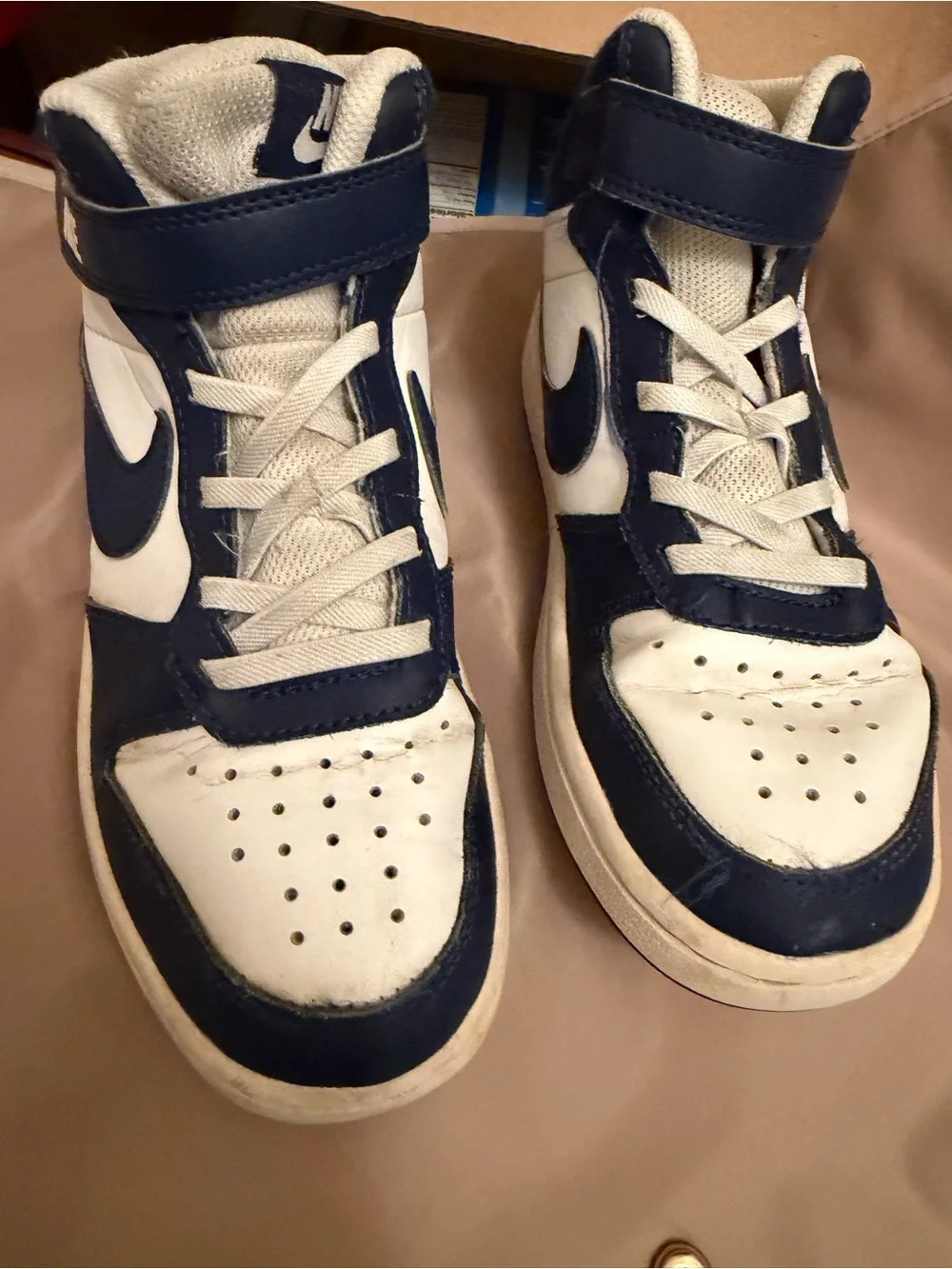 Nike Kids High-Top Sneakers in Navy and White